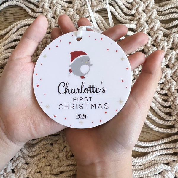 First Christmas Personalised White acrylic ornament