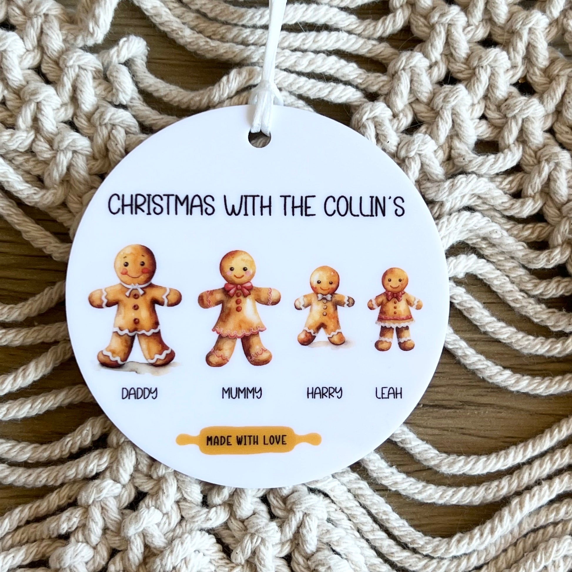 Gingerbread family personalised acrylic ornament | Christmas Ornament | Christmas Ornament | Gift ideas for Christmas | tree decor | custom