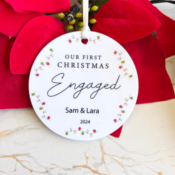 Our First Christmas Engaged Acrylic Personalised ornament