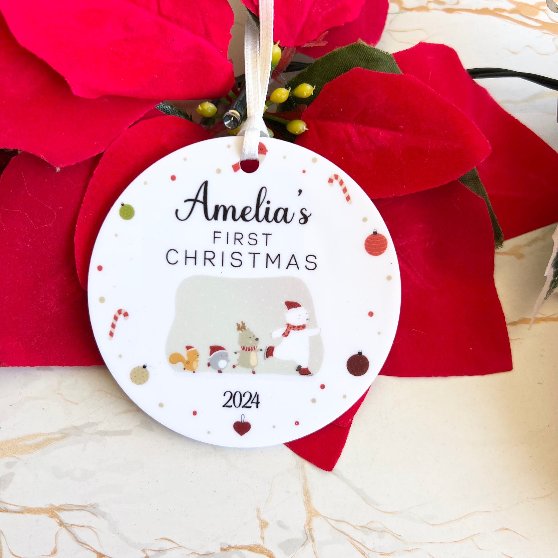 First Christmas Personalised White acrylic ornament