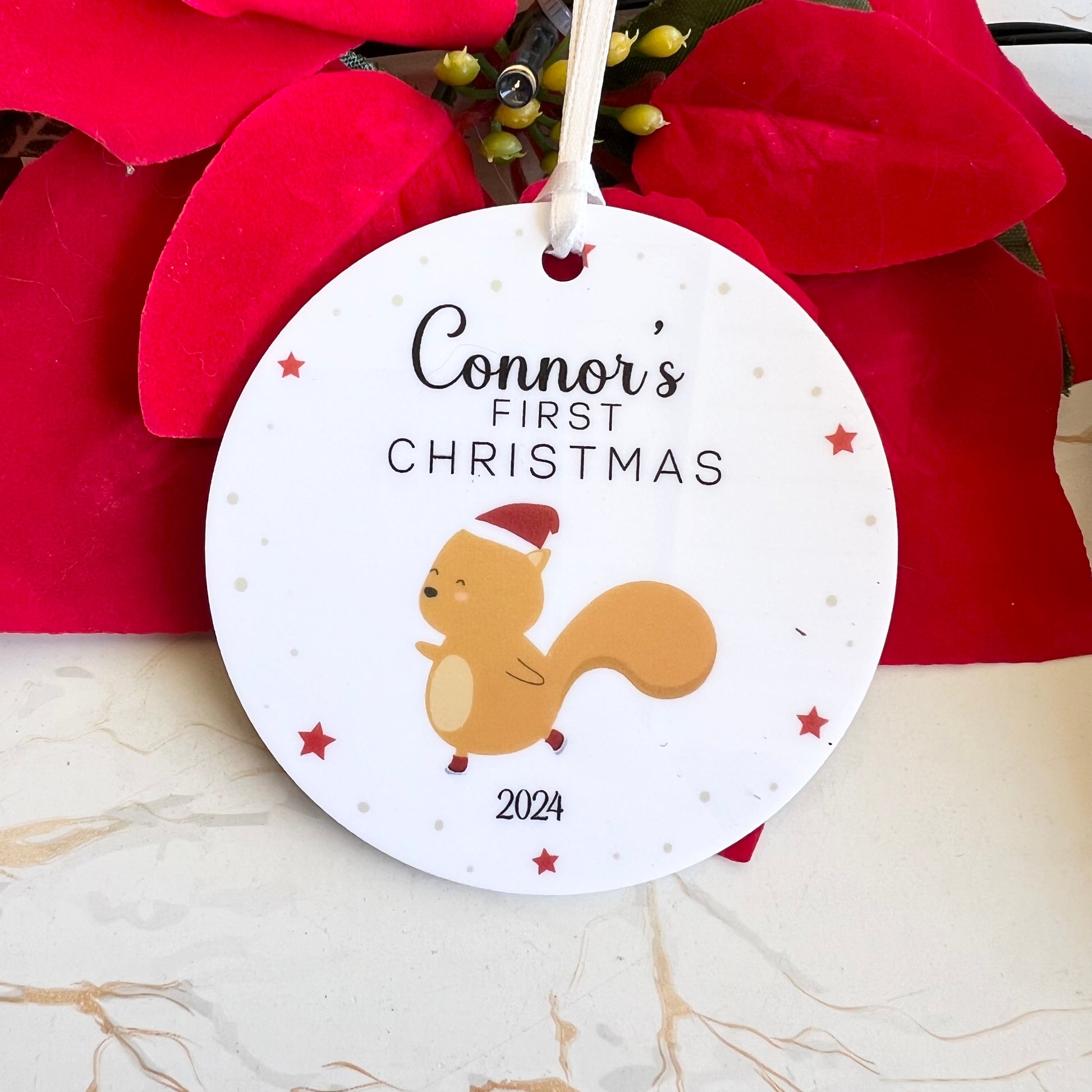 First Christmas Personalised White acrylic ornament