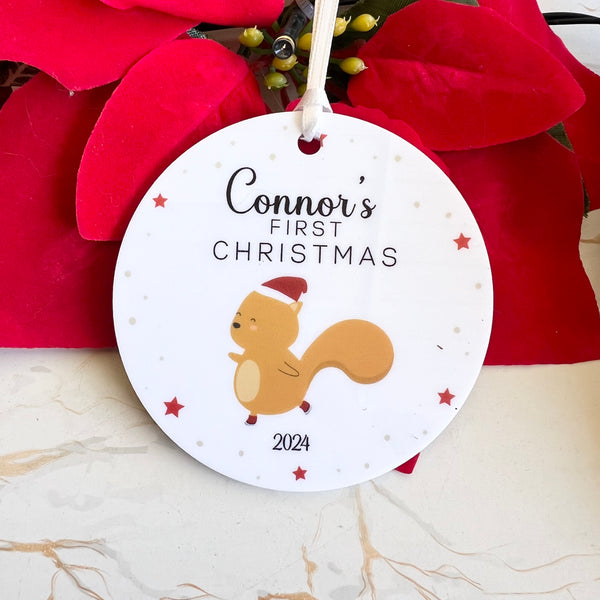 First Christmas Personalised White acrylic ornament