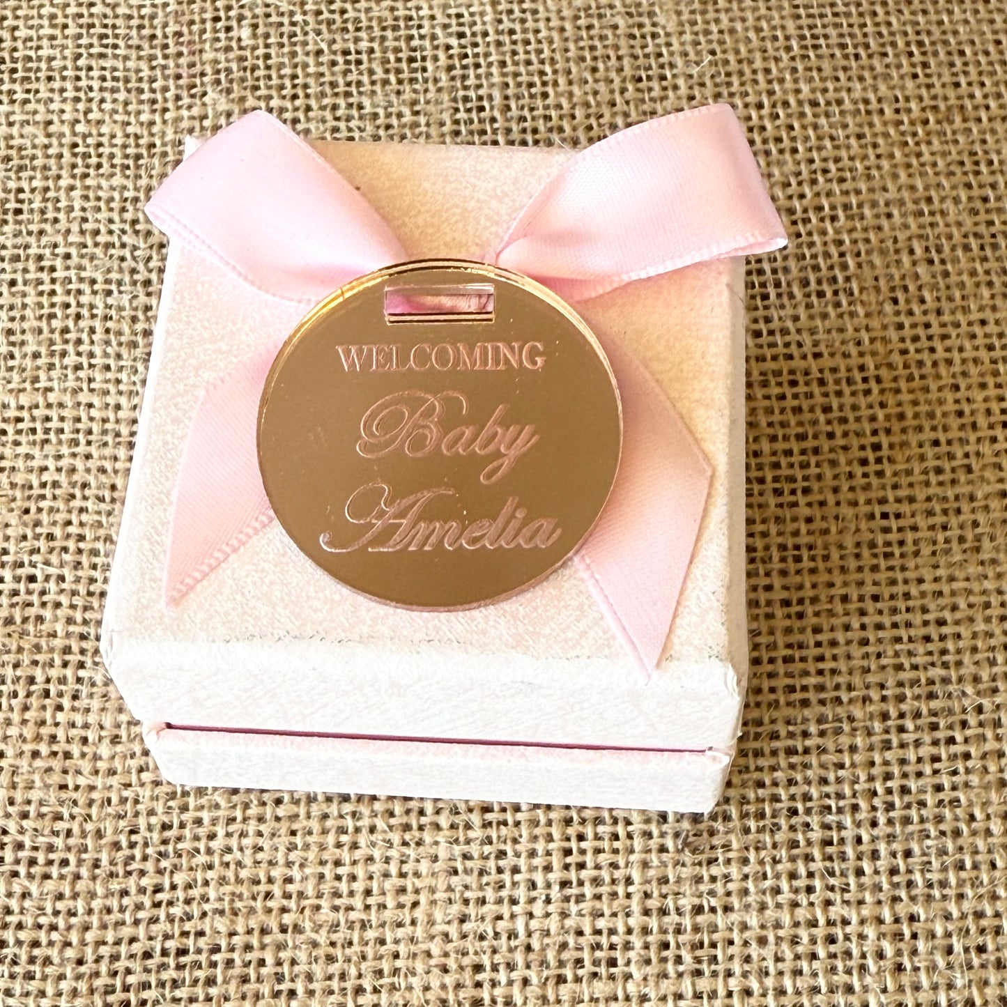 Personalised round Acrylic Baby Favour tags