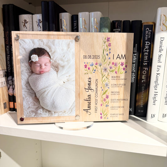Personalised Baptism Frame | Christening Gift | Holy Communion Keepsake | Custom Baby Name Frame | Wooden & Acrylic Photo Frame | Handmade Keepsake (Copy)