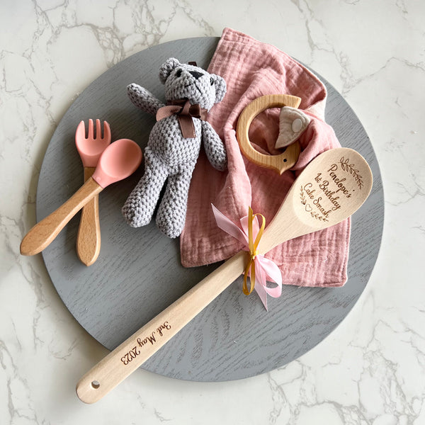 Cake smash wooden spoon 1st Birthday Personalised engraved photo prop