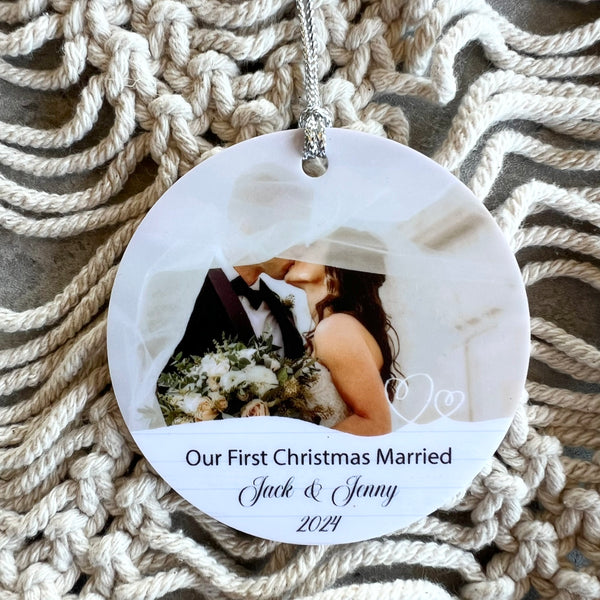 First Christmas as Mr and Mrs Ornament Personalised | Our First Christmas Married Photo Ornament Keepsake | Gifts fir newlyweds | 