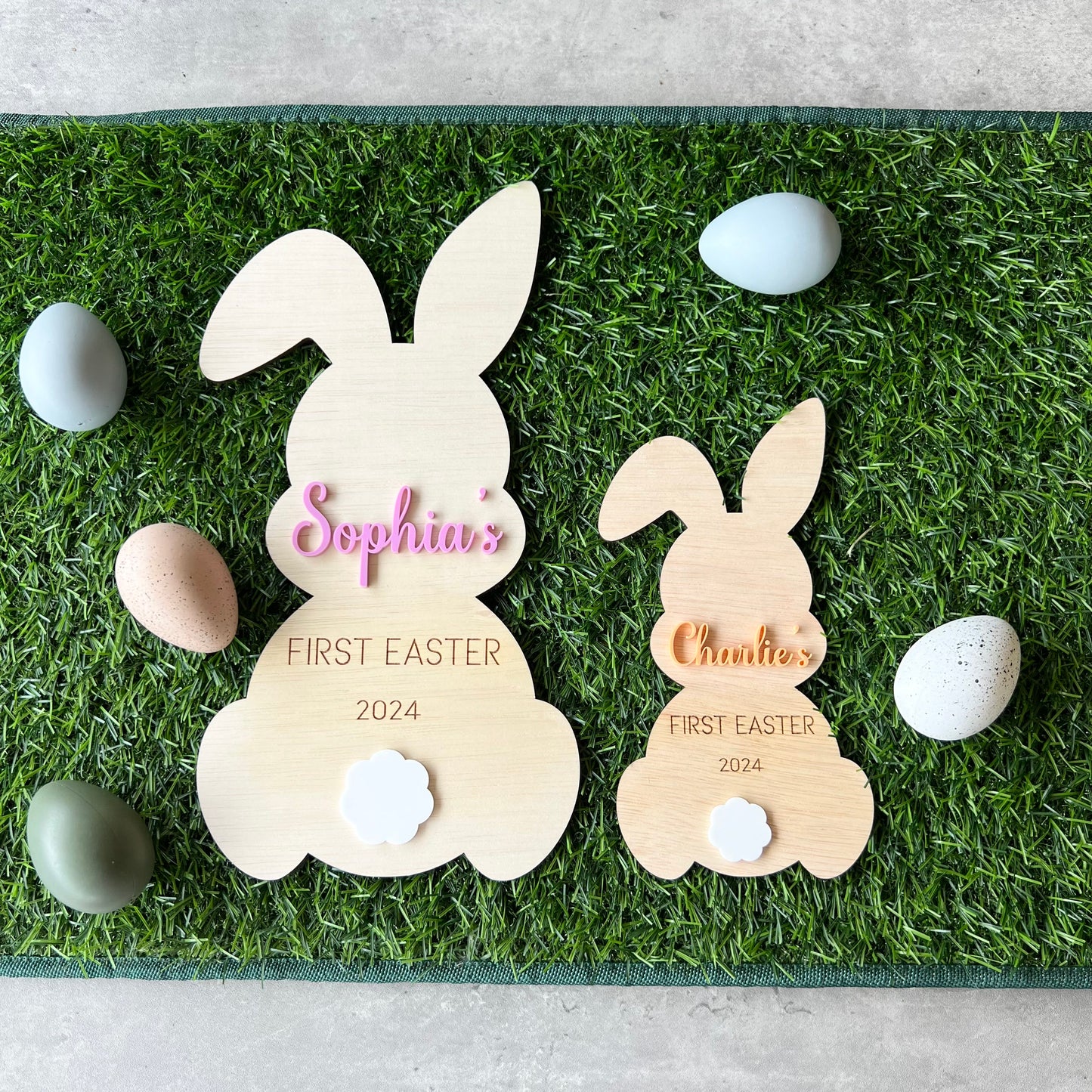 Personalised Easter Photo Prop Wood Engraved 3D Photo plaque Keepsake