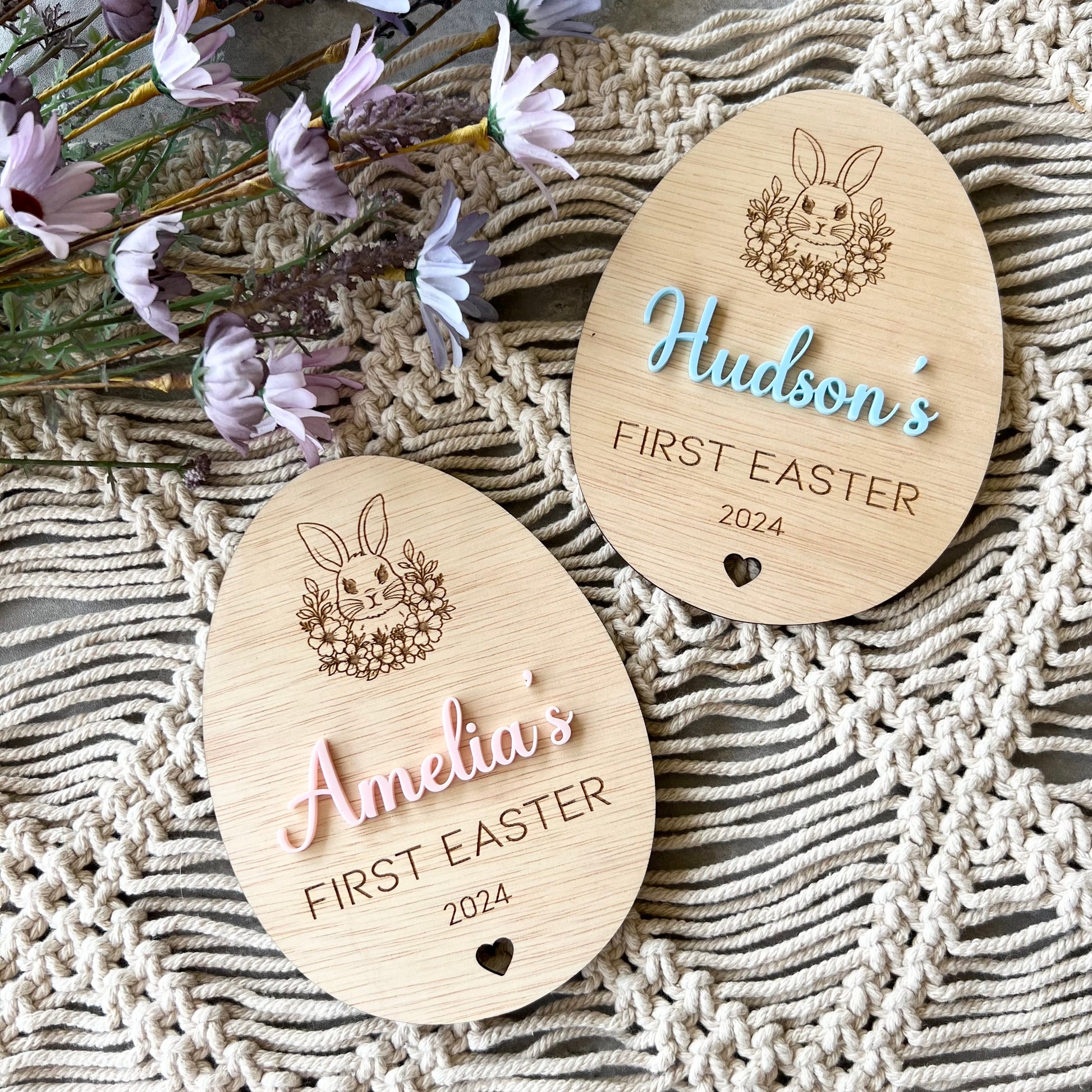 Personalised Easter Photo Prop Egg Wood Engraved 3D Photo plaque Keepsake