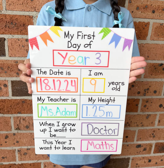 First Day School Sign, Back to School Board, Milestone Plaque, Children's Photo Prop, First Day Whiteboard, First Day Board, First Day of Sign, First Day Childcare, Back to School Sign, First Day Plaque, School Plaque, First Day Milestone.