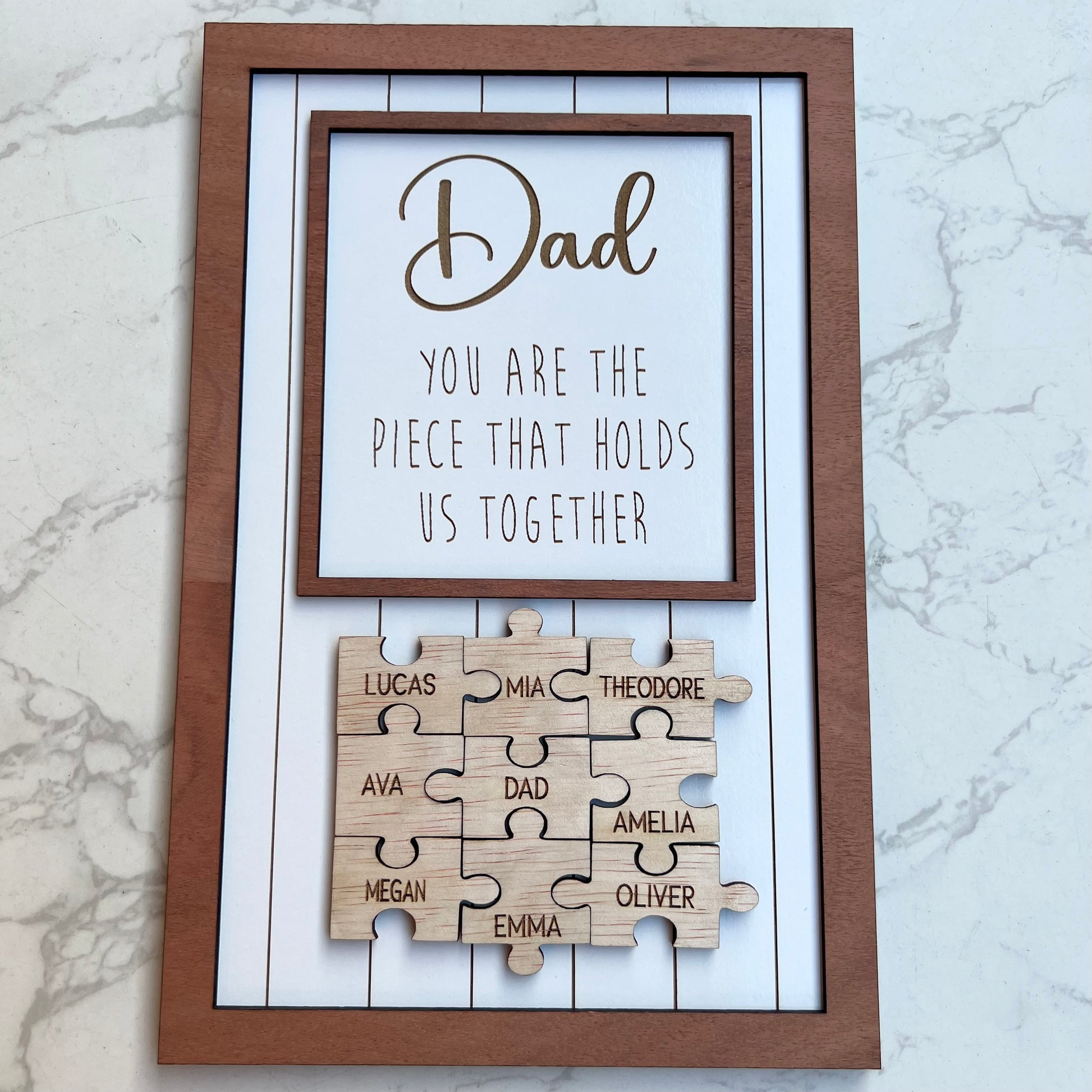 Personalised Dad frame Jigsaw wood frame Father's day gift