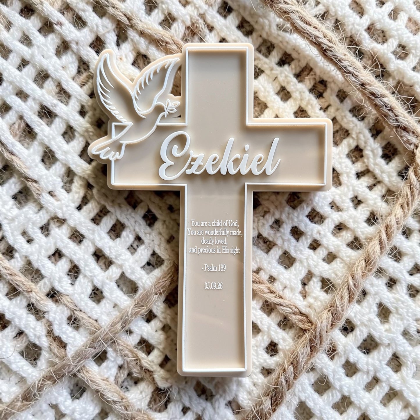 Personalised Acrylic Christening Cross | Custom Baptism Keepsake | Dedication Gift