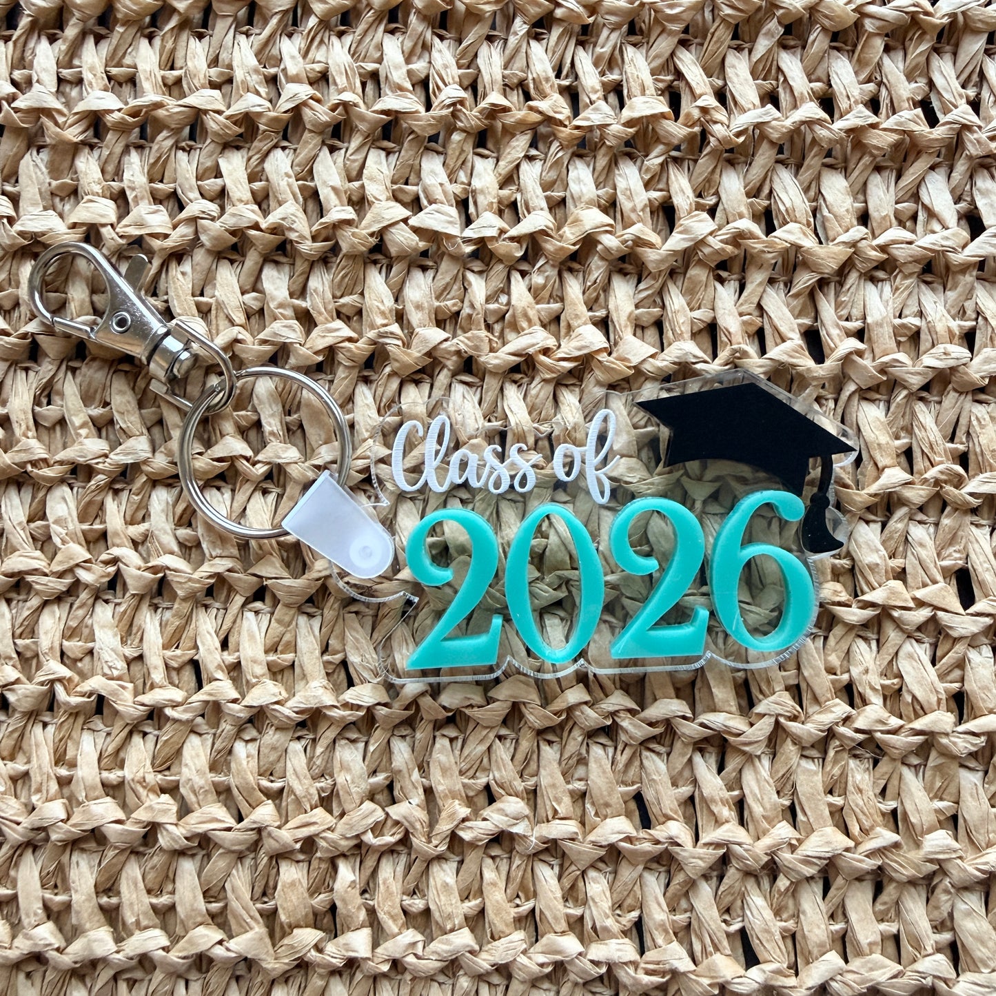 Custom Colour Class of 2026 Graduation Keychain | Personalised School Colours Acrylic Grad Bag Tag