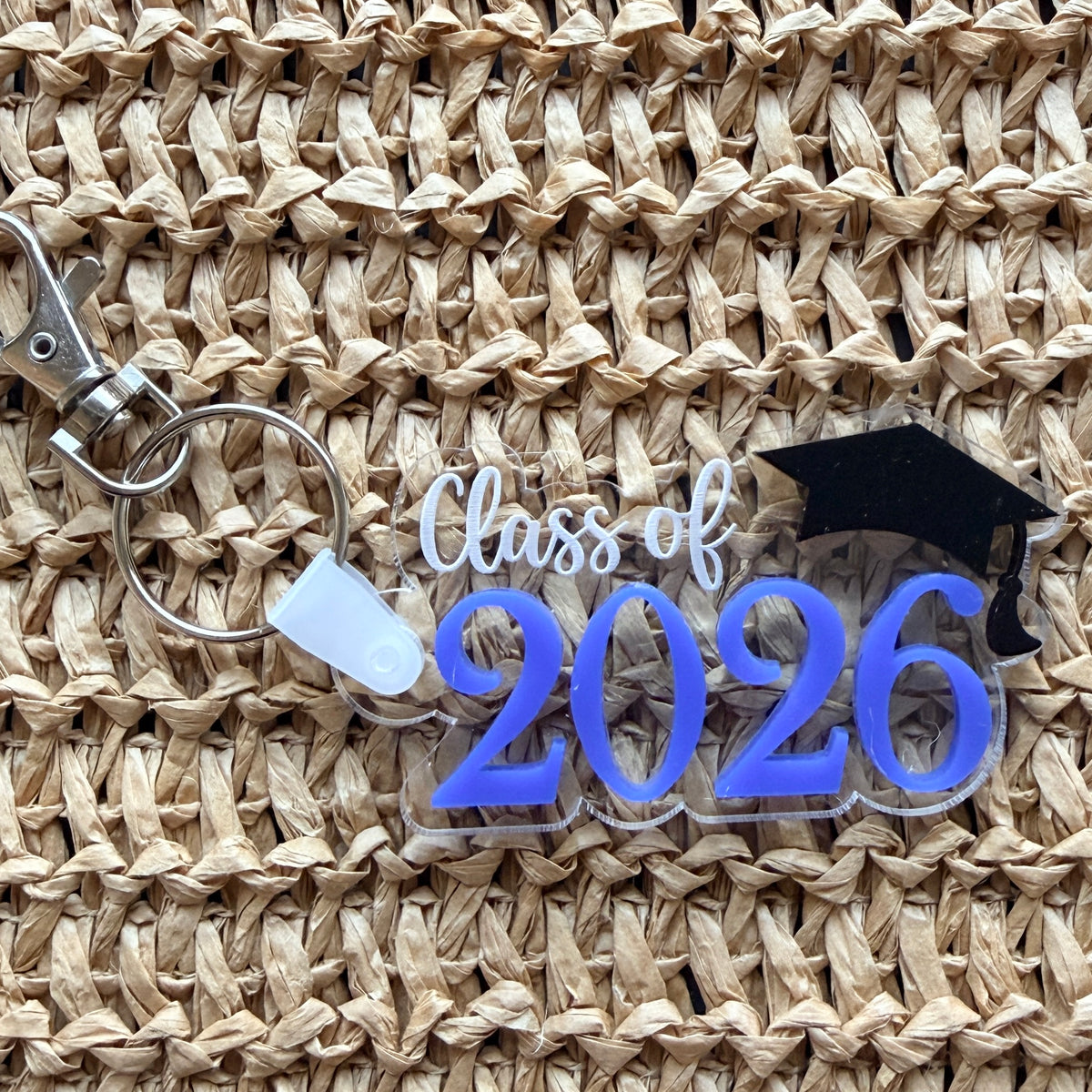 Custom Colour Class of 2026 Graduation Keychain | Personalised School Colours Acrylic Grad Bag Tag