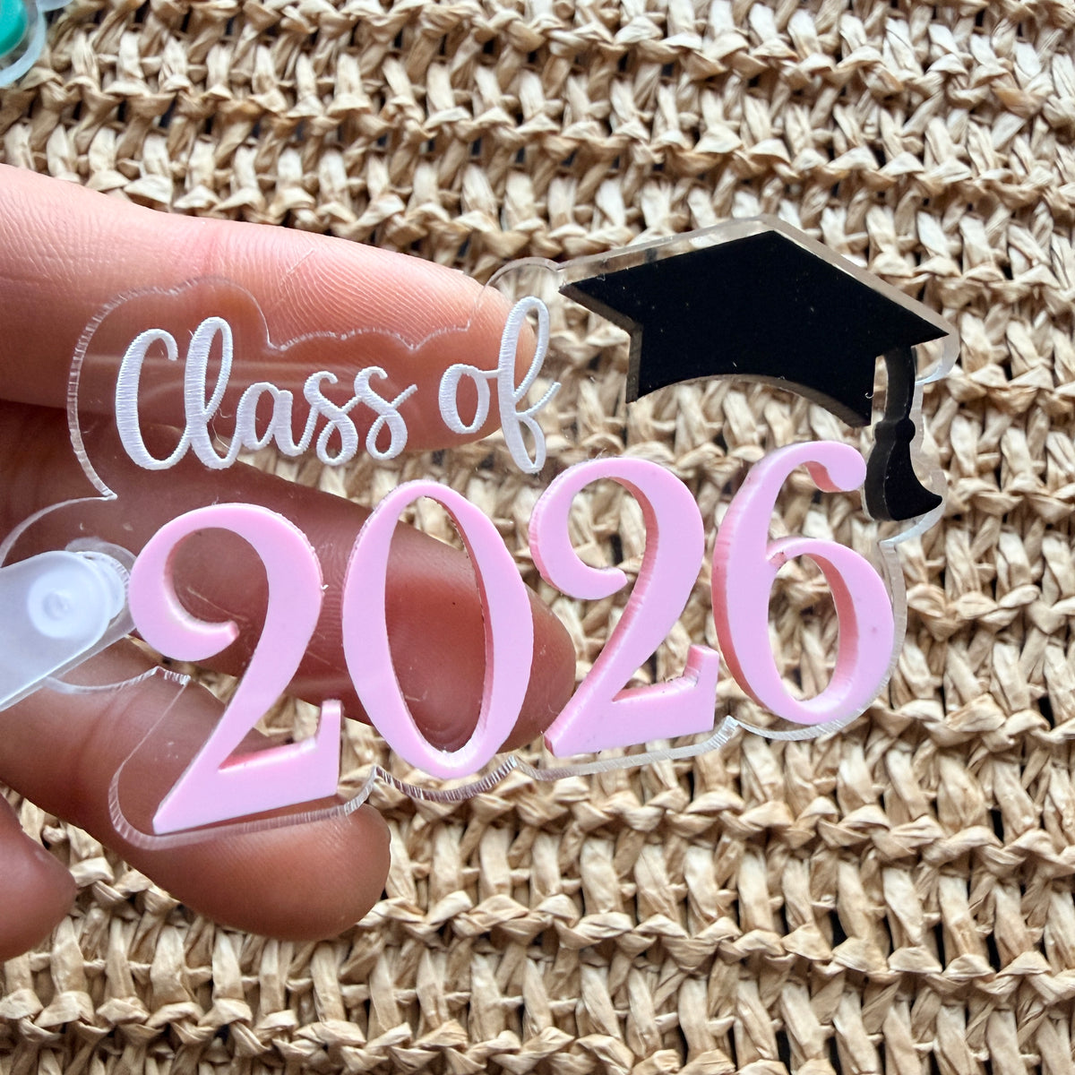 Custom Colour Class of 2026 Graduation Keychain | Personalised School Colours Acrylic Grad Bag Tag