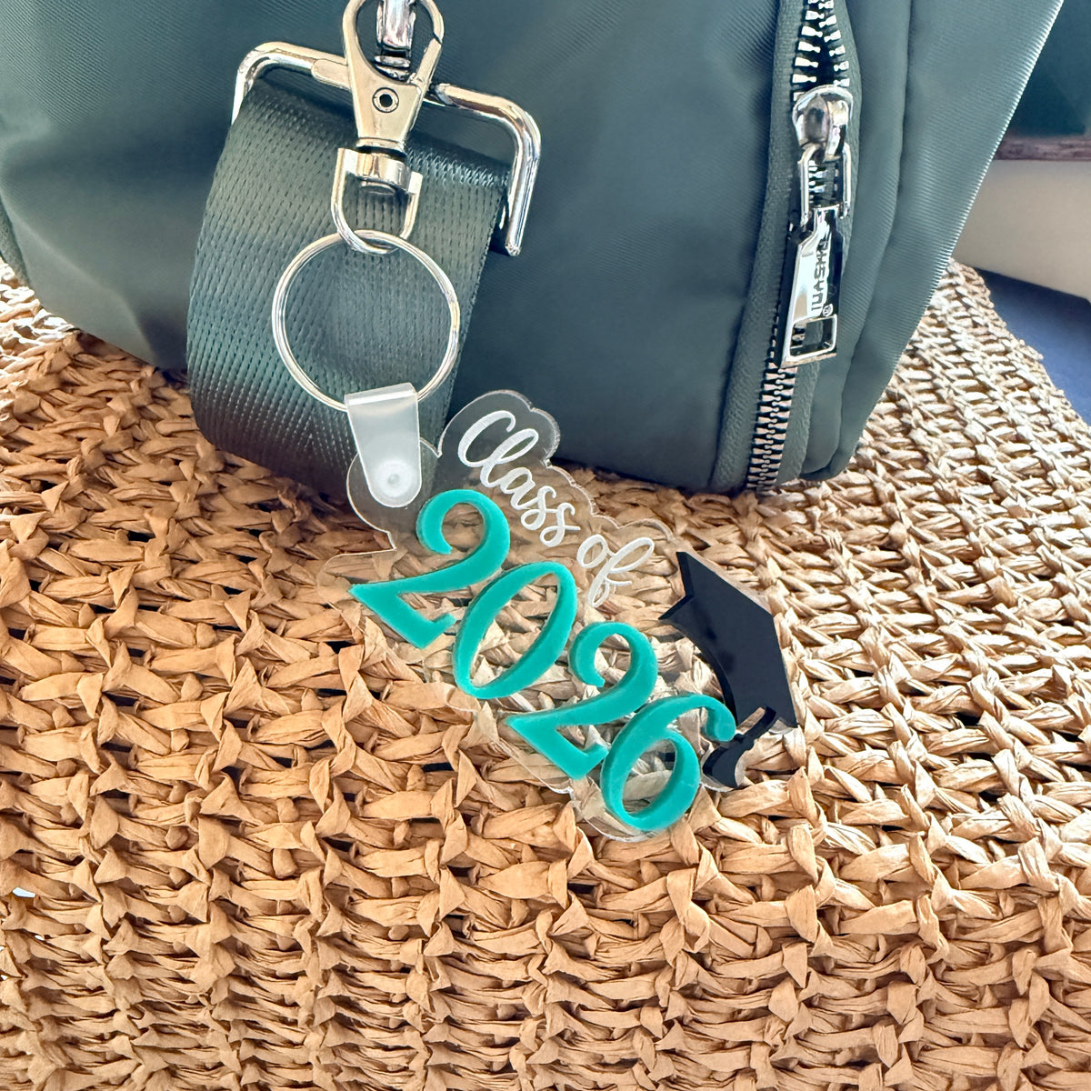 Custom Colour Class of 2026 Graduation Keychain | Personalised School Colours Acrylic Grad Bag Tag