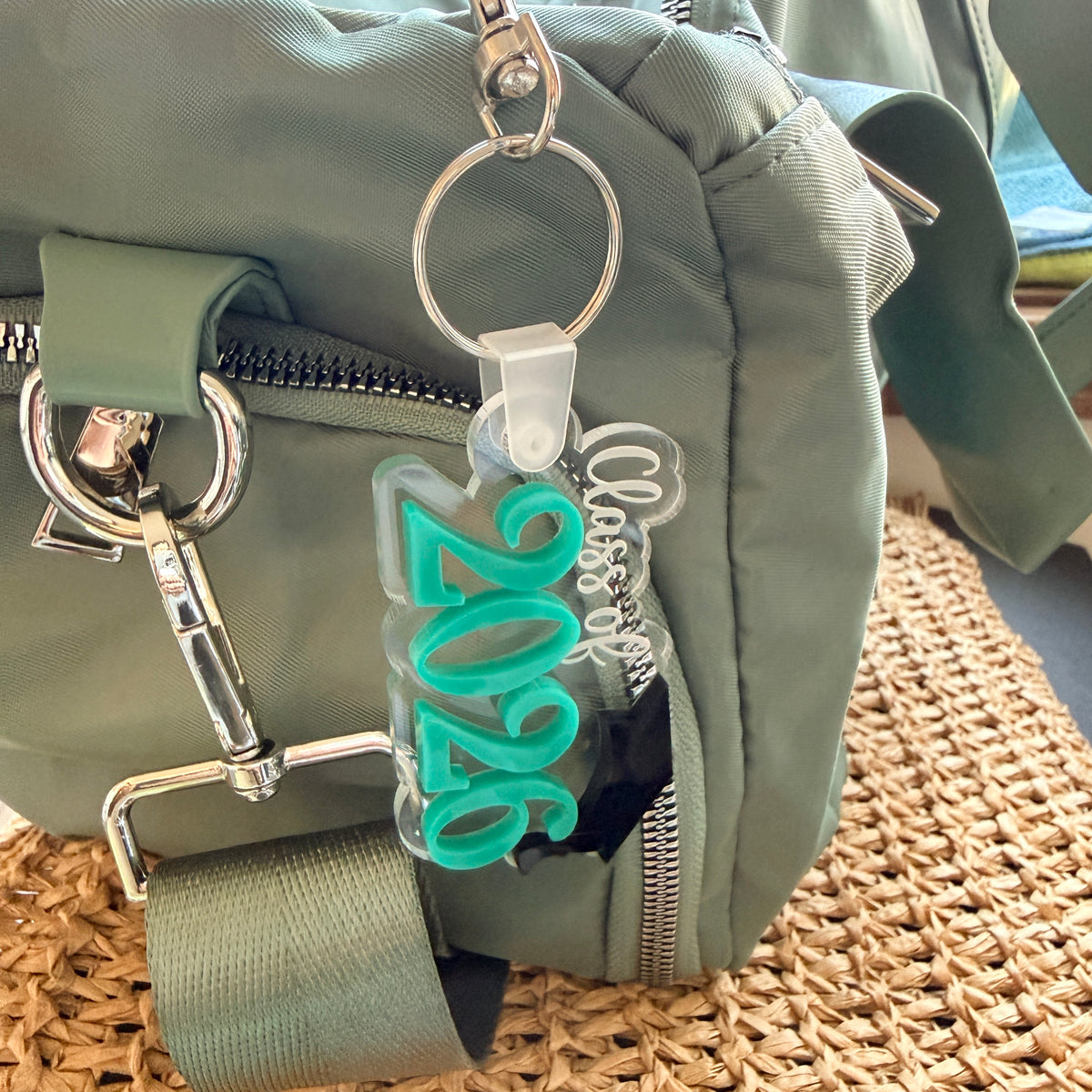 Custom Colour Class of 2026 Graduation Keychain | Personalised School Colours Acrylic Grad Bag Tag