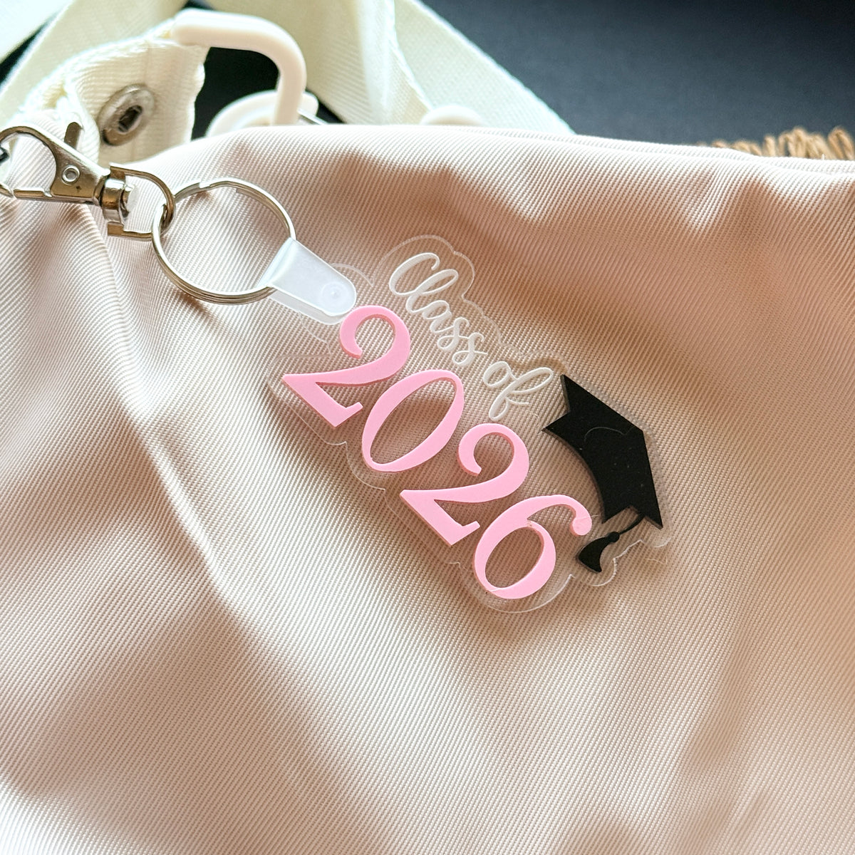 Custom Colour Class of 2026 Graduation Keychain | Personalised School Colours Acrylic Grad Bag Tag