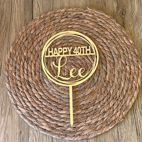 Personalised Birthday Round Cake Topper