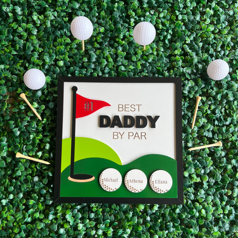 Best dad by par Personalised Golf sign frame with stand Great gift idea for dad