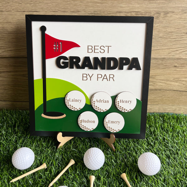 Best Grandpa by Par Personalised Golf sign frame |  Great gift idea for Grandpa