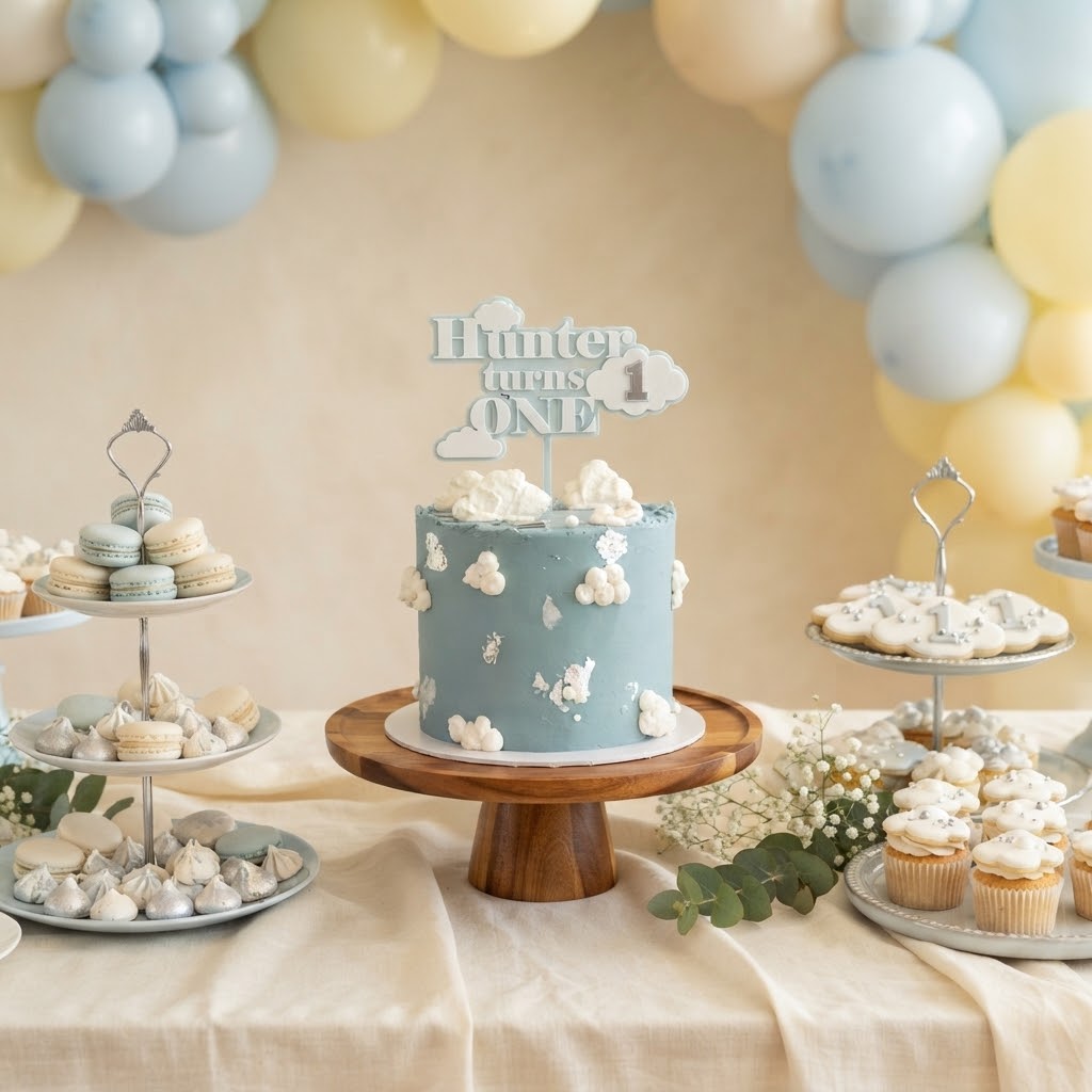 Personalised Cloud Birthday Cake Topper | Custom Double-Layered Acrylic Cake Decoration
