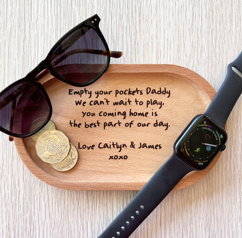 Personalised Bamboo Daddy's Key Tray | Wallet tray | Father's Day | gifts for dad | gifts for grandpa | Engraved | Custom