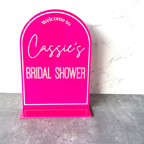 Bridal Shower Welcome Table Sign Acrylic Personalised