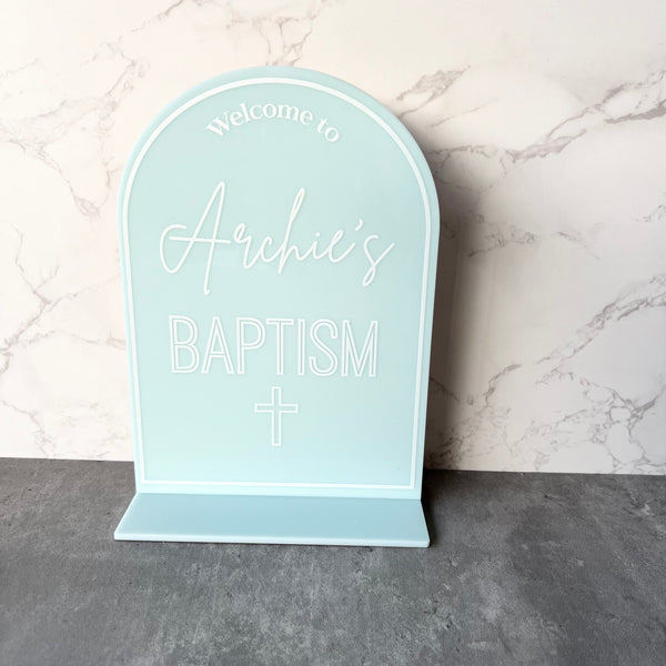 Baptism Welcome Table Sign Acrylic Personalised