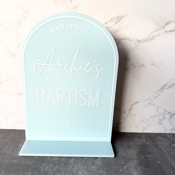 Baptism Welcome Table Sign Acrylic Personalised