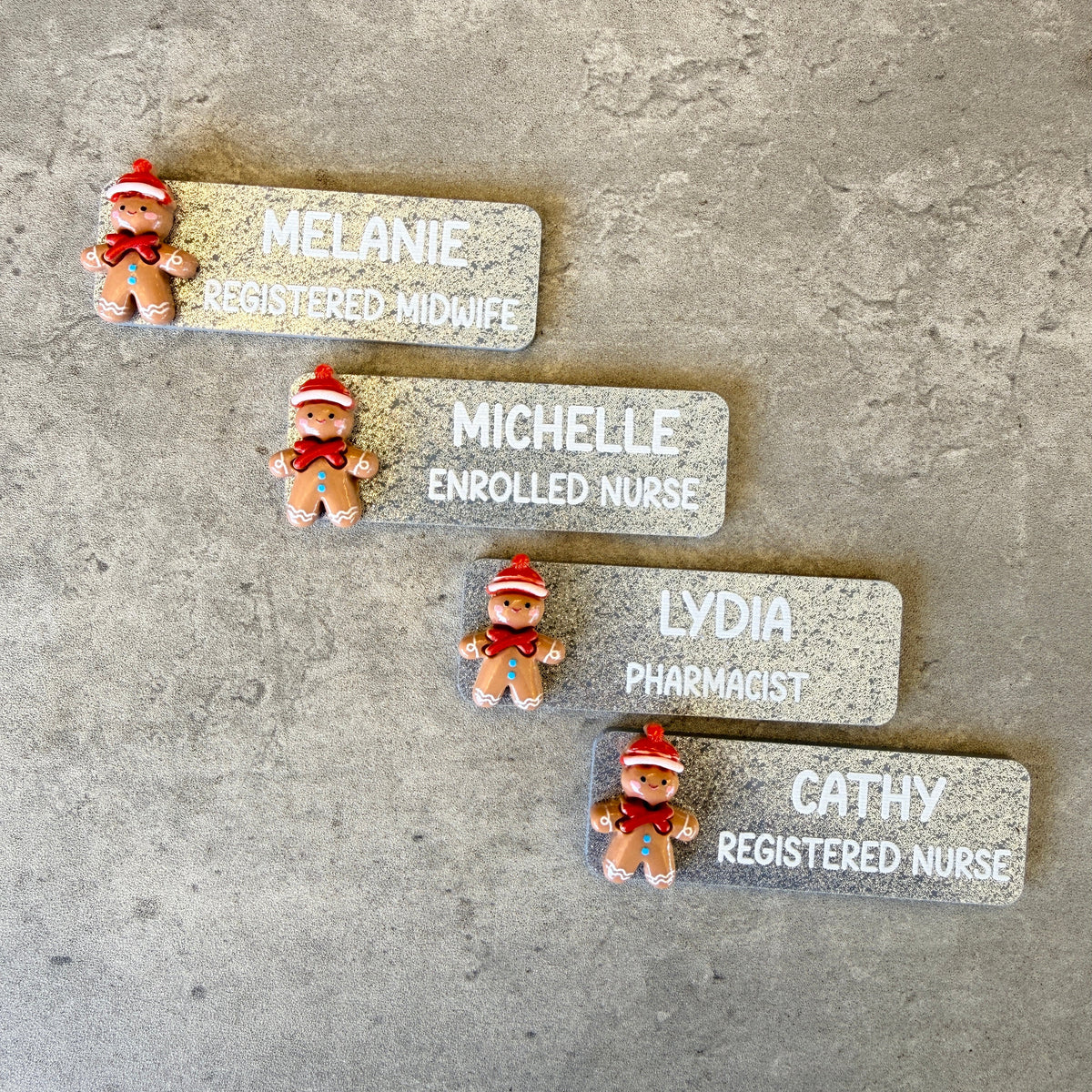 Personalised Christmas Glitter Name Badge with Festive Holiday Charms