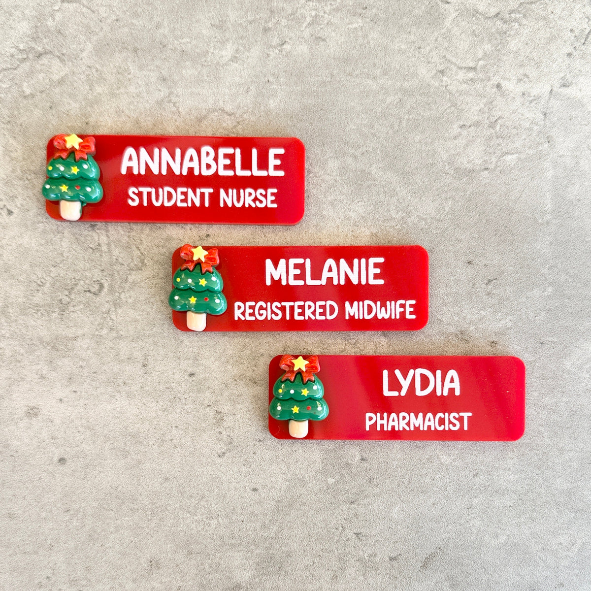 Custom Solid Red & Green Acrylic Christmas Name Badge | Personalised Festive Holiday ID Tag