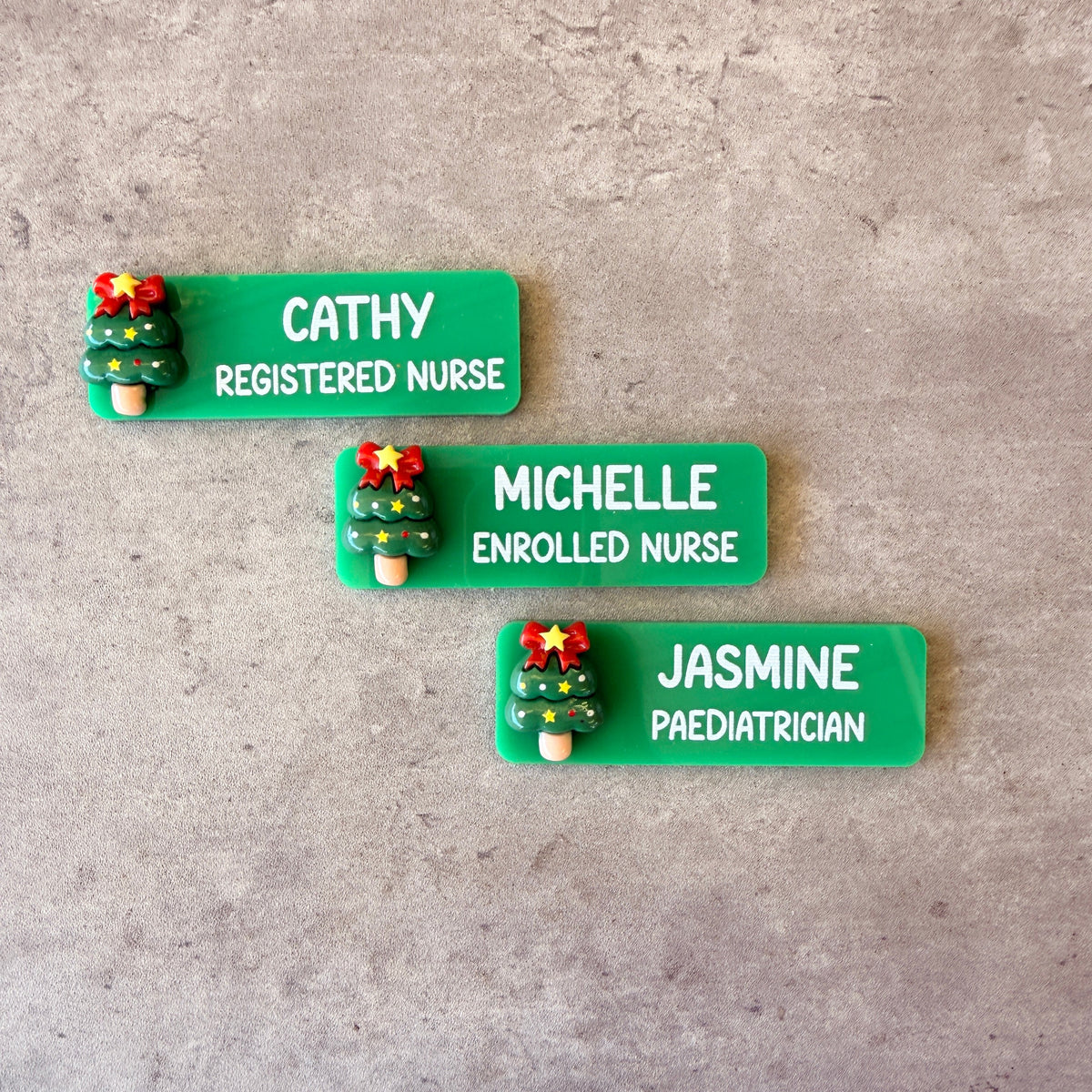 Custom Solid Red & Green Acrylic Christmas Name Badge | Personalised Festive Holiday ID Tag