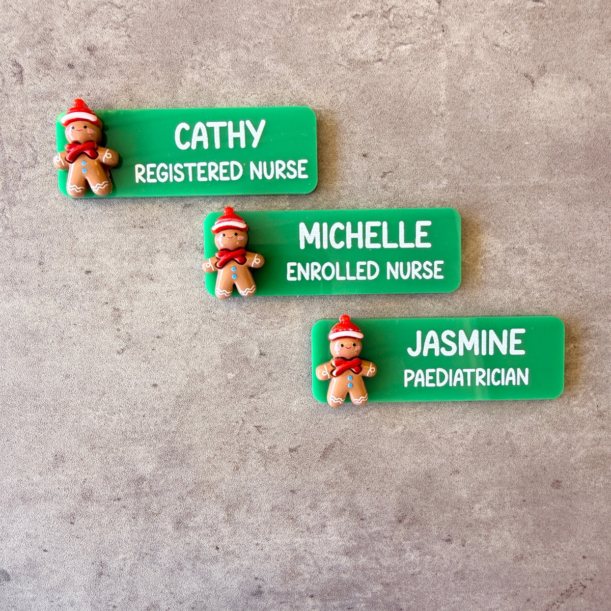 Custom Solid Red & Green Acrylic Christmas Name Badge | Personalised Festive Holiday ID Tag