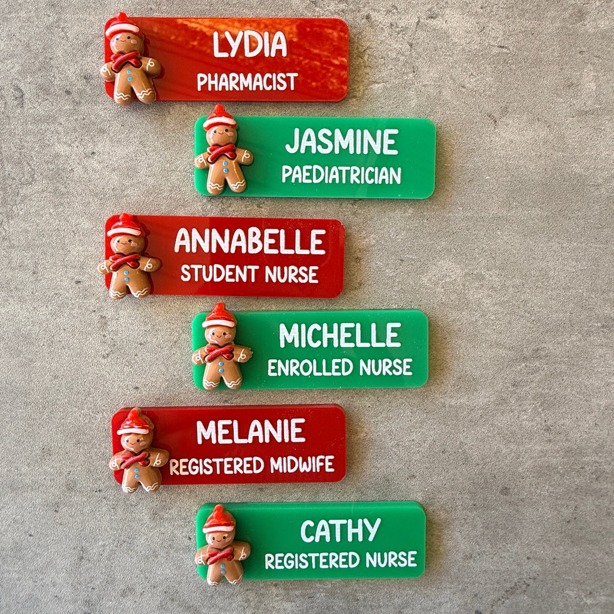 Custom Solid Red & Green Acrylic Christmas Name Badge | Personalised Festive Holiday ID Tag