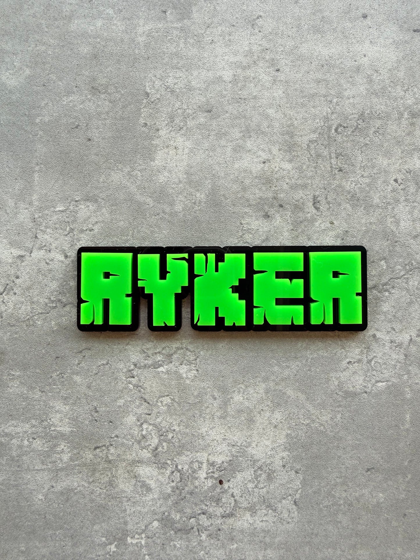 Minecraft Inspired Cake Topper Acrylic, Double Layer Green & Black, Custom Name & Age, Party Decoration