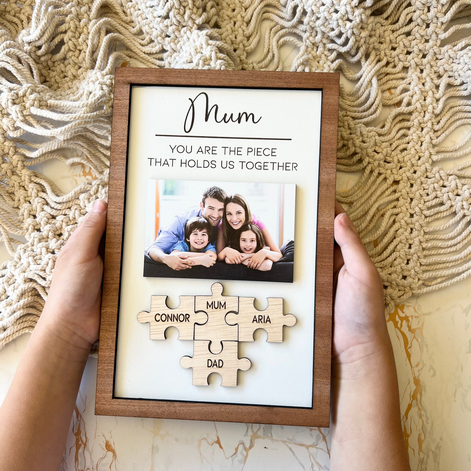 Personalised photo Mum frame Jigsaw wood frame mothers day gift