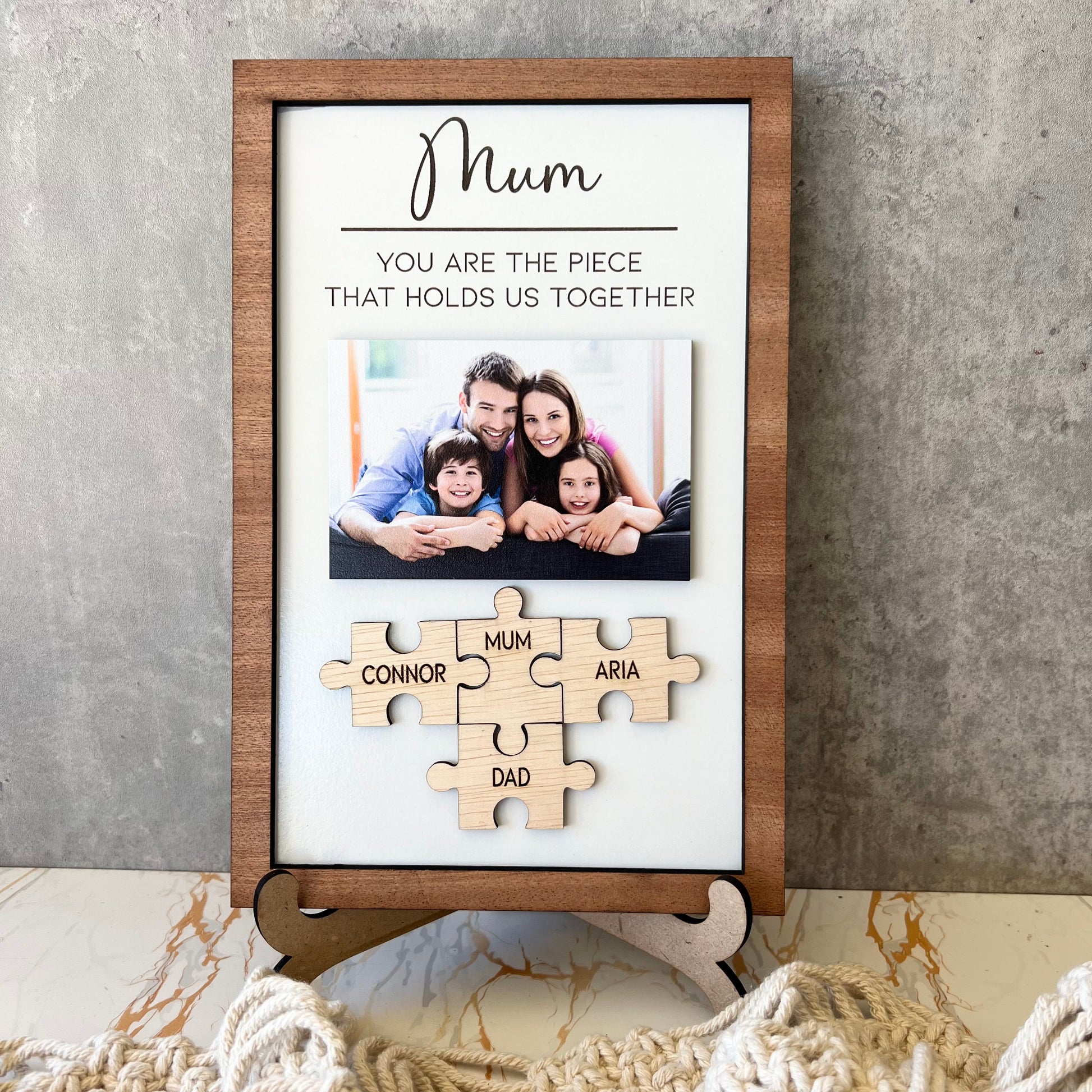 Personalised photo Mum frame Jigsaw wood frame mothers day gift