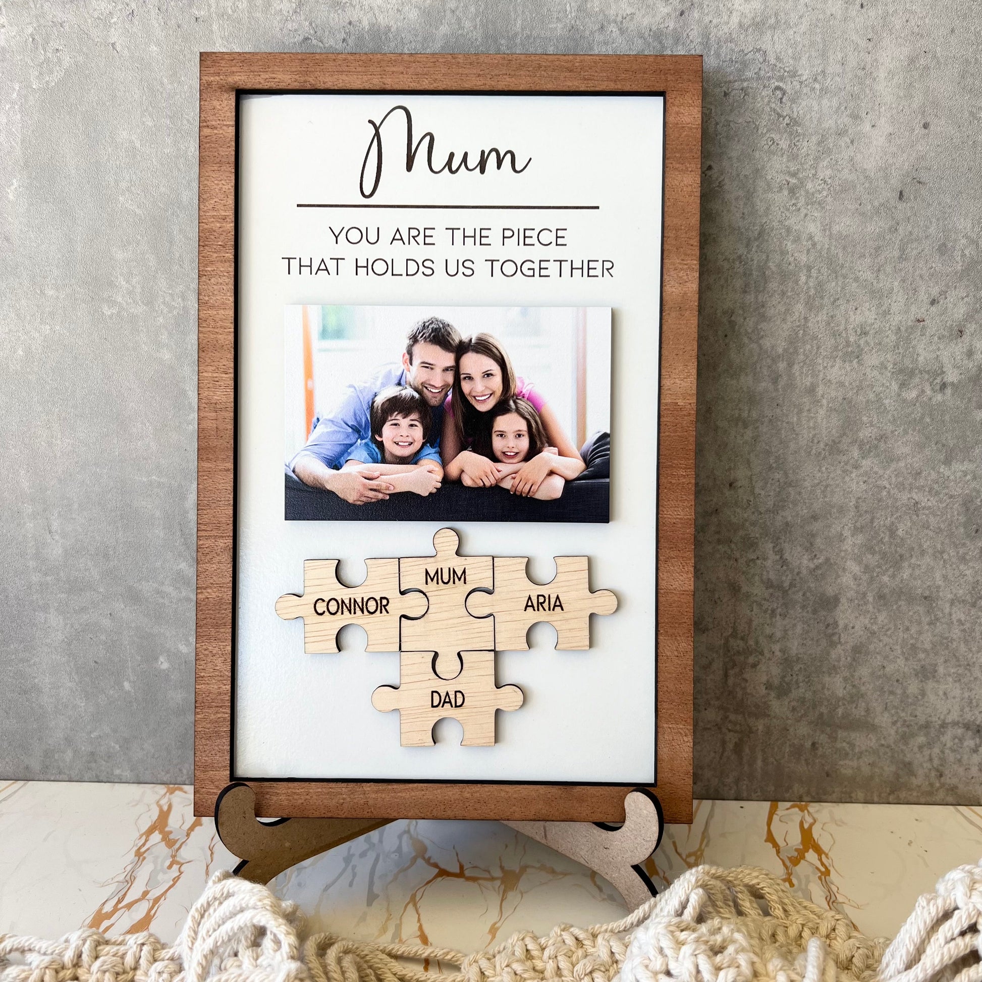 Personalised photo Mum frame Jigsaw wood frame mothers day gift