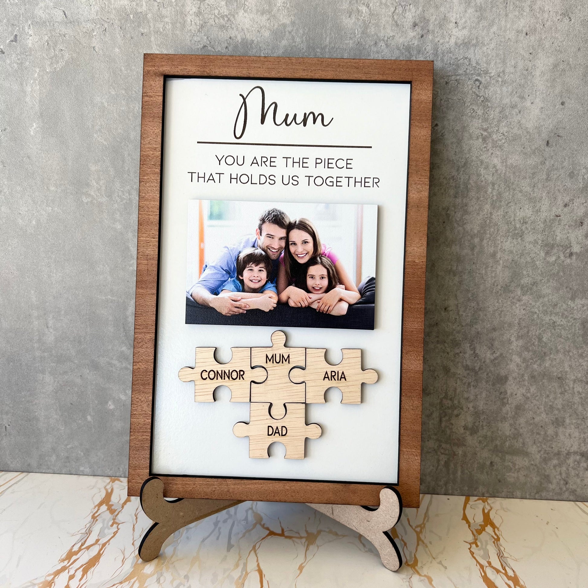 Personalised photo Mum frame Jigsaw wood frame mothers day gift