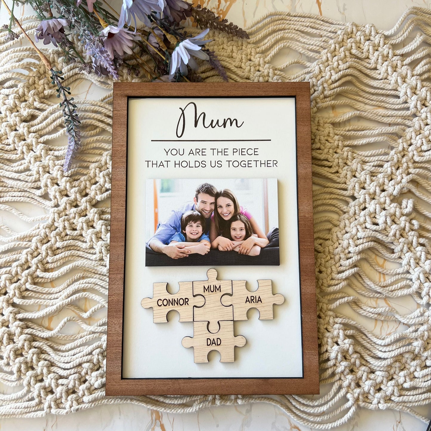 Personalised photo Mum frame Jigsaw wood frame mothers day gift