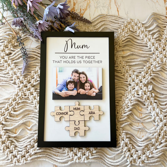 Personalised photo Mum frame Jigsaw black frame mothers day gift