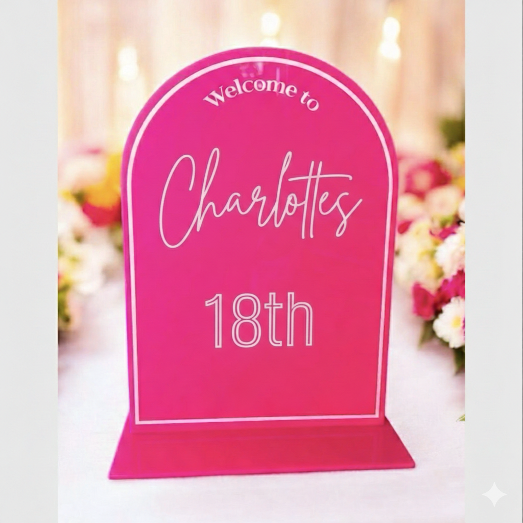18th Birthday Arch Welcome Sign – Custom Acrylic Party Decor for Birthday Celebration