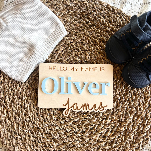 Baby Announcement Sign Hello my Name is Personalised