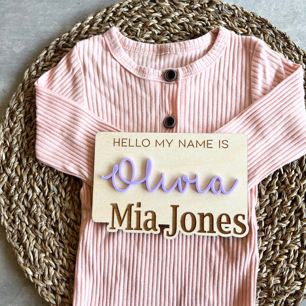 Baby Announcement Sign Hello my Name is Personalised