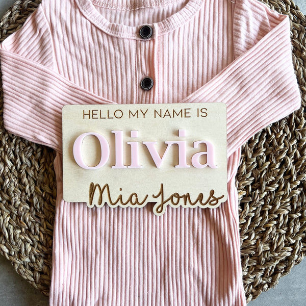 Baby Announcement Sign Hello my Name is Personalised