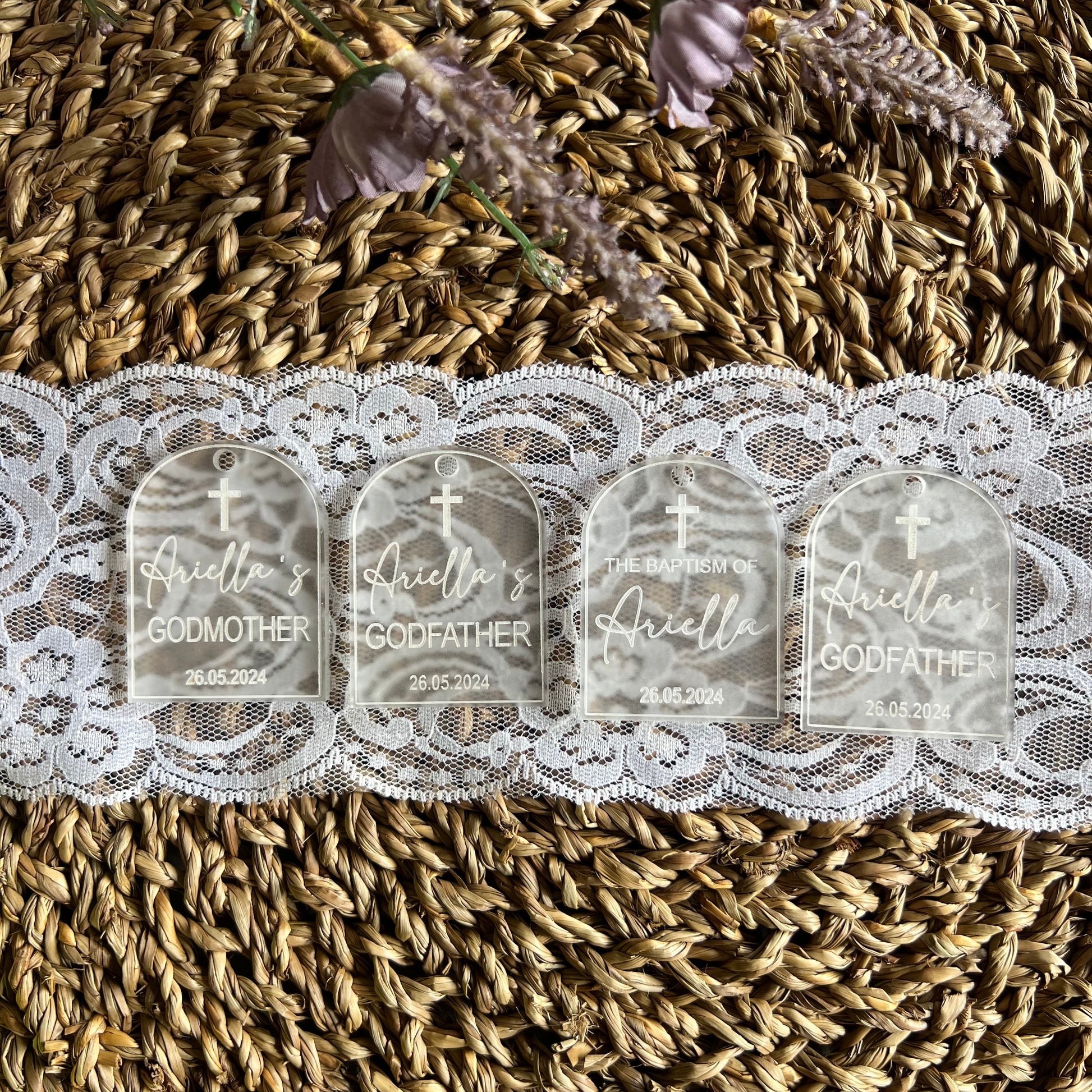 Acrylic Arch tags For favours | Baptism | Easter | Confirmation