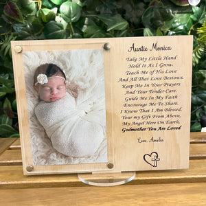 Godmother wood and acrylic frame | Godfather | Godparents Personalised