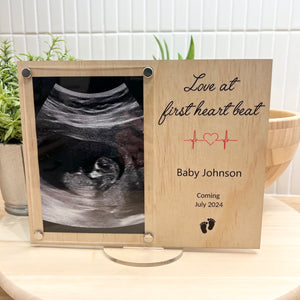 Baby Ultrasound announcement frame love at first heart beat