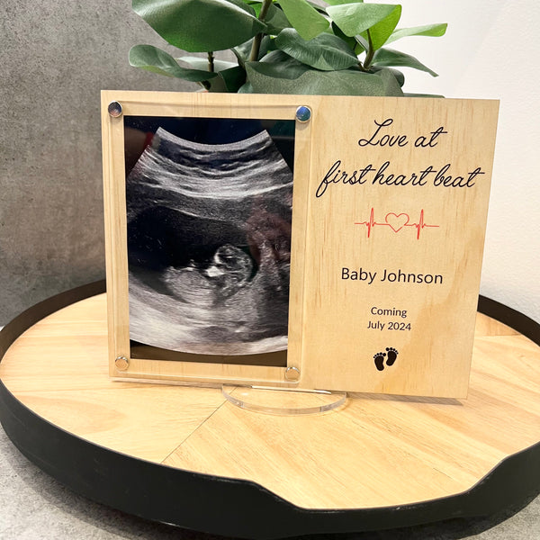 Baby Ultrasound announcement frame love at first heart beat