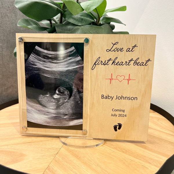 Baby Ultrasound announcement frame love at first heart beat